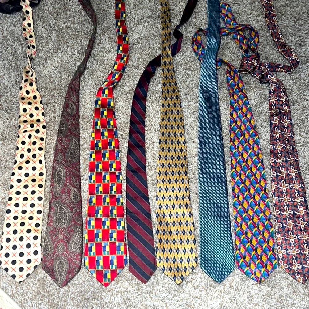 Men’s tie bundle cool retro vintage bright colorful unique paisley polka dot - Picture 1 of 6